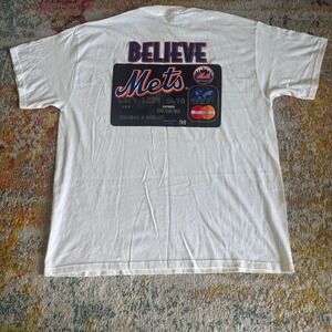 Vintage 90s New York Mets "Believe" Credit Card Graphic T-Shirt XL